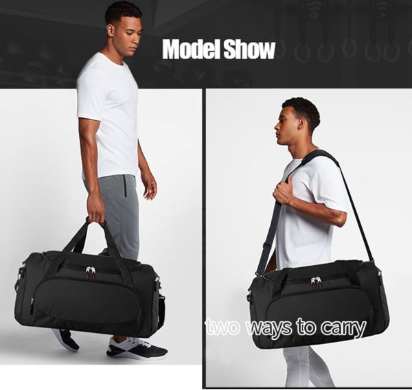 55L Sports Duffle Bags Large Gym Duffel Bag Workout Bag for Men - Black - Image 2